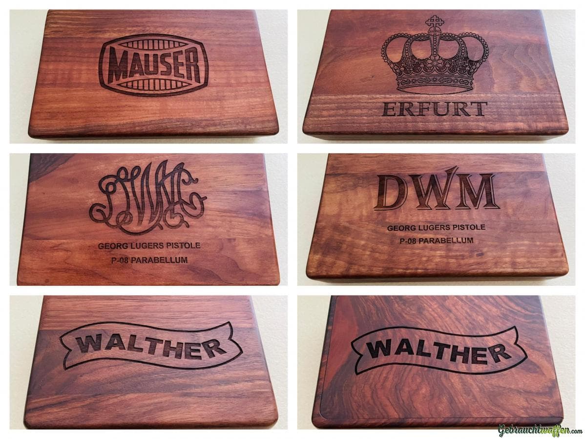 Schatullen Nussbaum P08 Mauser DWM & Walther PP PPK TOP