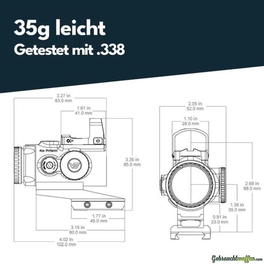 Vector Optics VOGP-01 Paragon 4x24 Mini Prism Scope & Frenzy 1x17x24 Green Dot Kit — Bild 3